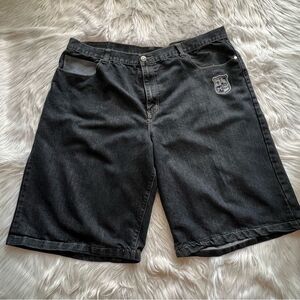 Red Ape Y2K baggy jean shorts jorts 48x14 embroidered skater grunge hip hop Blk